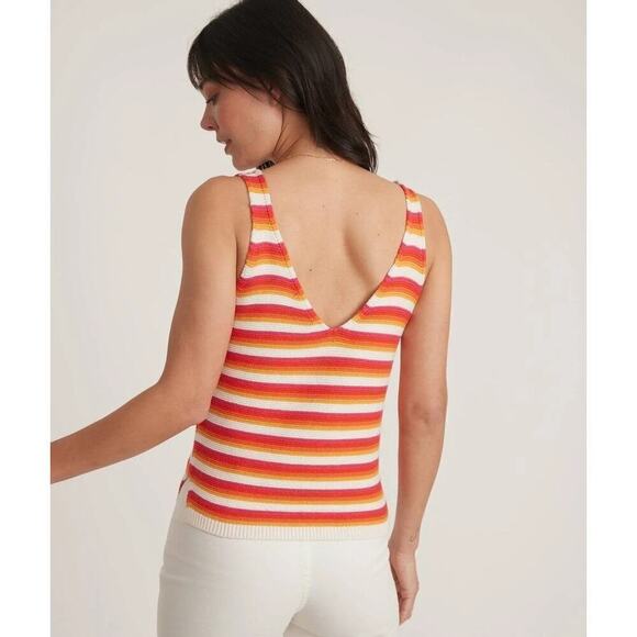 Marine Layer Finley Tank Knit Sleeveless V-Neck Sweater Top Sunset Stripe NWT XL - Picture 3 of 8